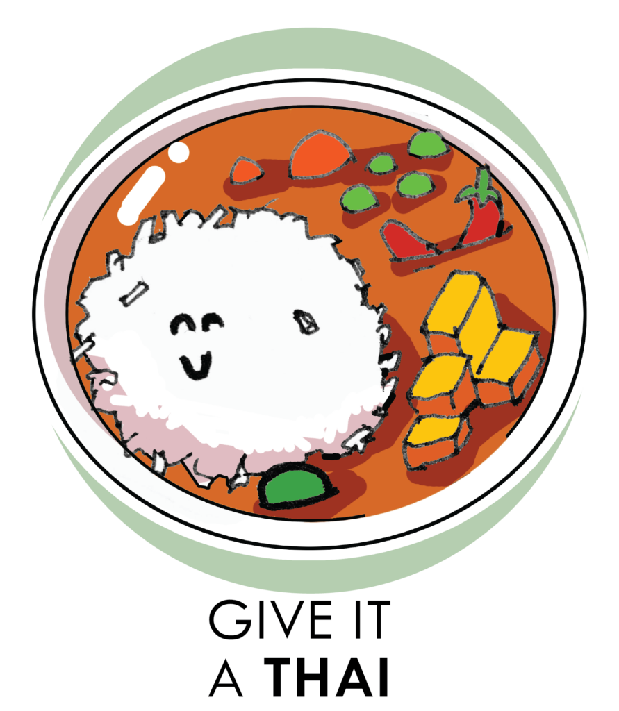 Illustration of a bowl of curry _ food pun _ give it a Thai
